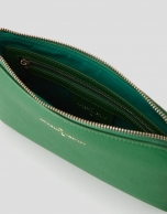 Green saffiano leather Lisa Nano clutch bag