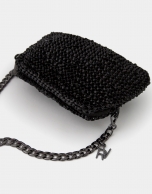 Black hand- braided Devyn shoulder bag