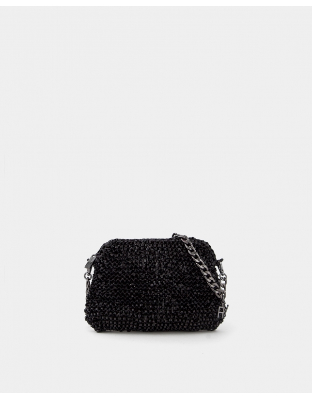 Black hand- braided Devyn shoulder bag