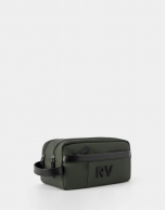 Khaki green zippered men's vanity case