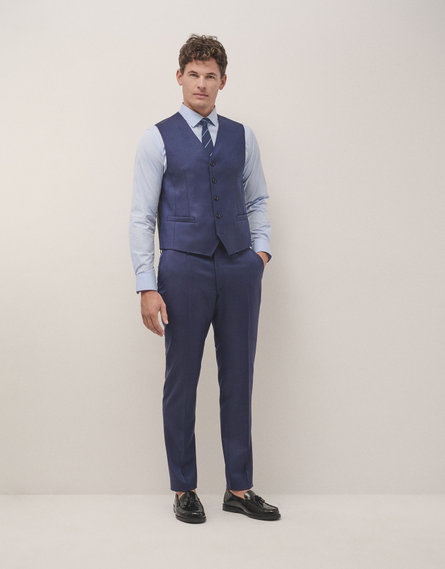 Waistcoat in navy plain faux wool