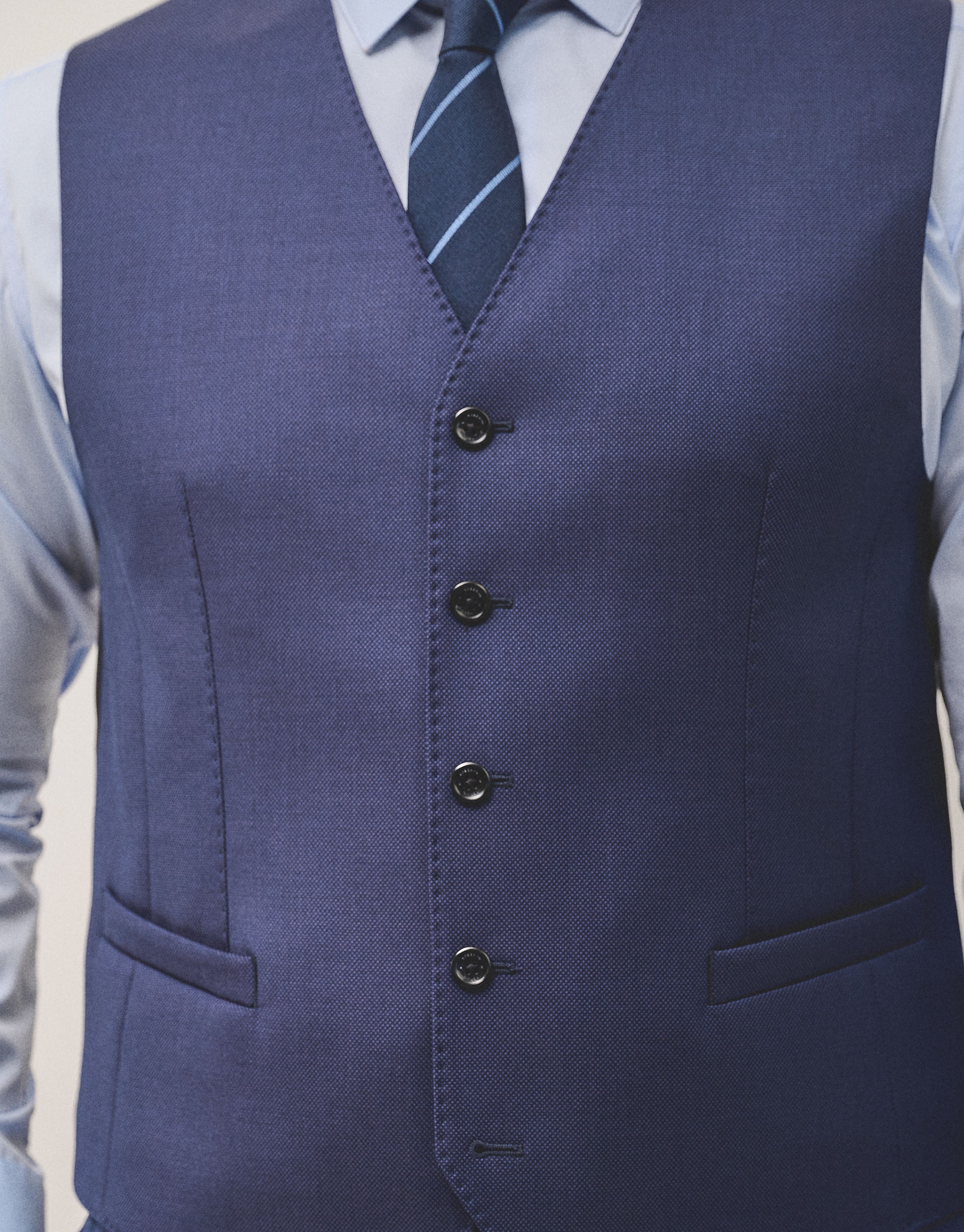 Waistcoat in navy plain faux wool