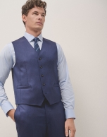 Waistcoat in navy plain faux wool