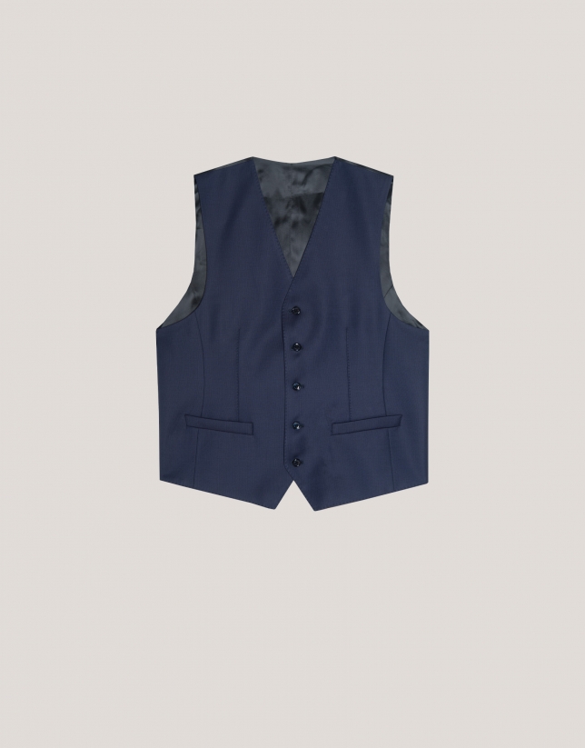 Waistcoat in navy plain faux wool