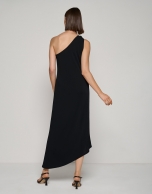 Vestido midi asimétrico un tirante negro