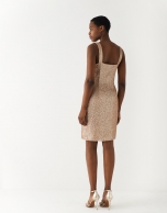 Short beige dress with sequins