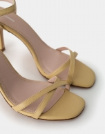 Pastel yellow sandals with square heel