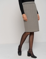 Camel checked knit midi skirt