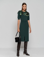 Dark green knit midi-skirt