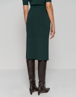 Dark green knit midi-skirt