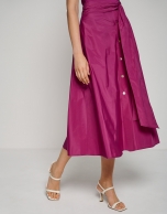 Bougainvillea taffeta midi skirt with buttons