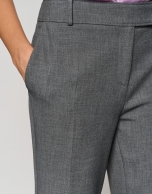 Gray double crepe straight tailored pants