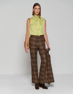 Brown glen plaid straight tailored pants