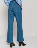 Pantalón ancho 4 bolsillos denim azul