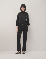 Black straight crepe pants