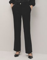 Black straight crepe pants