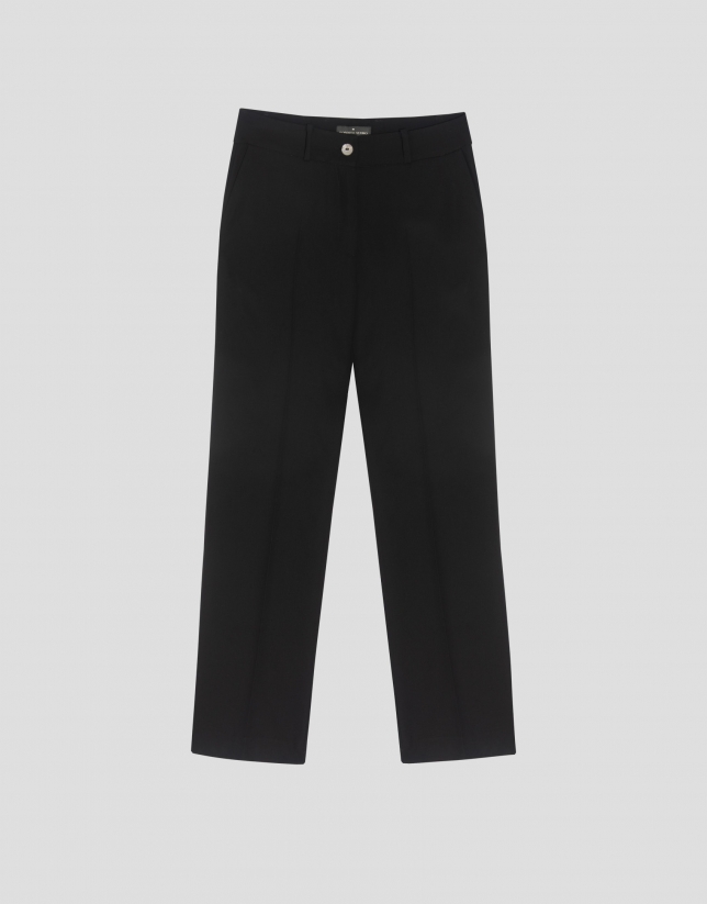 Black straight crepe pants