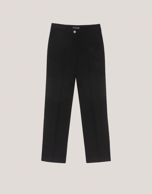 Black straight crepe pants