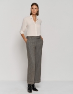 Beige herringbone tailored pants