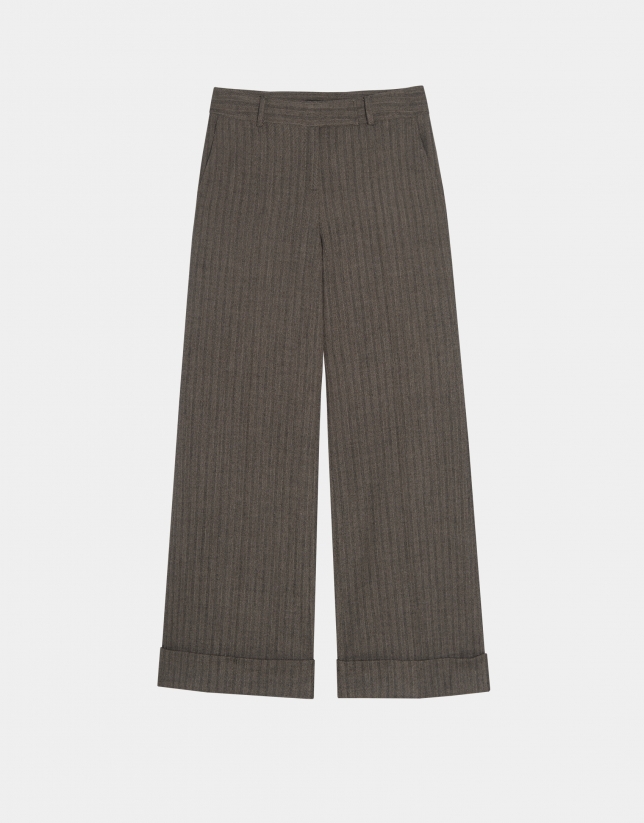 Beige herringbone tailored pants