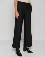 Black herringbone tailored pants