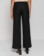 Black herringbone tailored pants