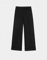 Black herringbone tailored pants