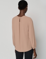 Camel chiffon long sleeve blouse