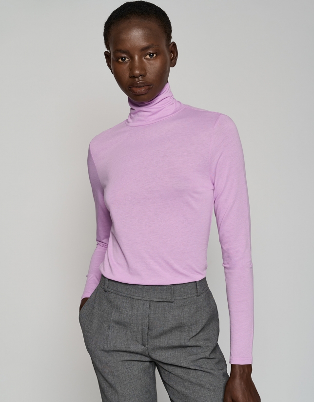 Pink cowl neck coupe knit top