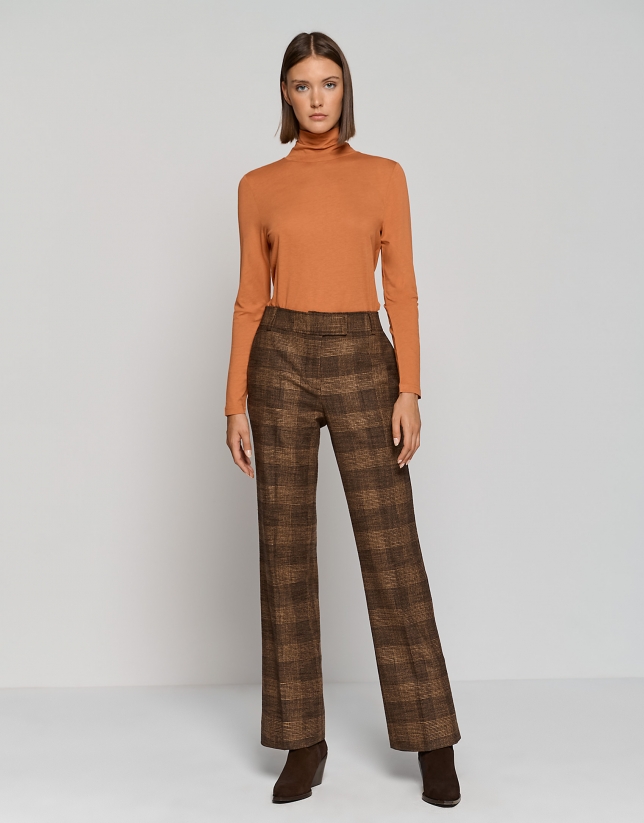 Orange cowl neck coupe knit top