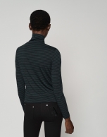 Green fancy cut knit turtleneck t-shirt