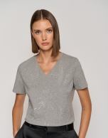 Gray melange top with stars