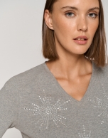 Gray melange top with stars