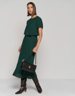 Green chiffon short sleeve midi dress