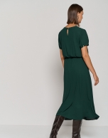 Vestido midi manga corta gasa verde