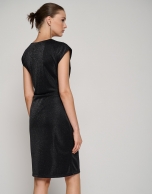 Black glitter knit V-neck dress