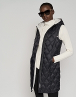 Long black quilted vest