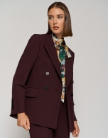 Maroon crepe double-breasted blazer