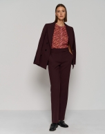 Maroon crepe double-breasted blazer