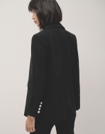 Black crepe blazer with one button