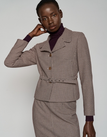 Short purple houndstooth jacket