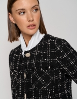 Short black and white tweed jacket