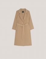 Long camel double-faced cloth coat