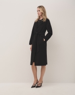 Long black double-faced cloth coat