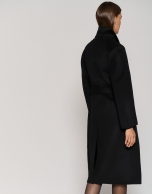 Long black double-faced cloth coat