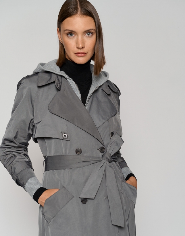 Long gray trench coat