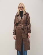 Long brown napa raincoat