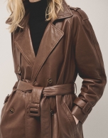 Long brown napa raincoat