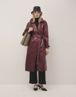 Long burgundy napa raincoat