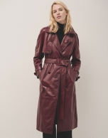 Long burgundy napa raincoat